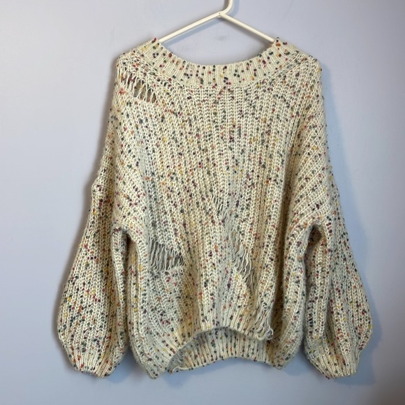 POL Distressed Speckled Confetti Knit Sweater size L - Picture 2 of 16